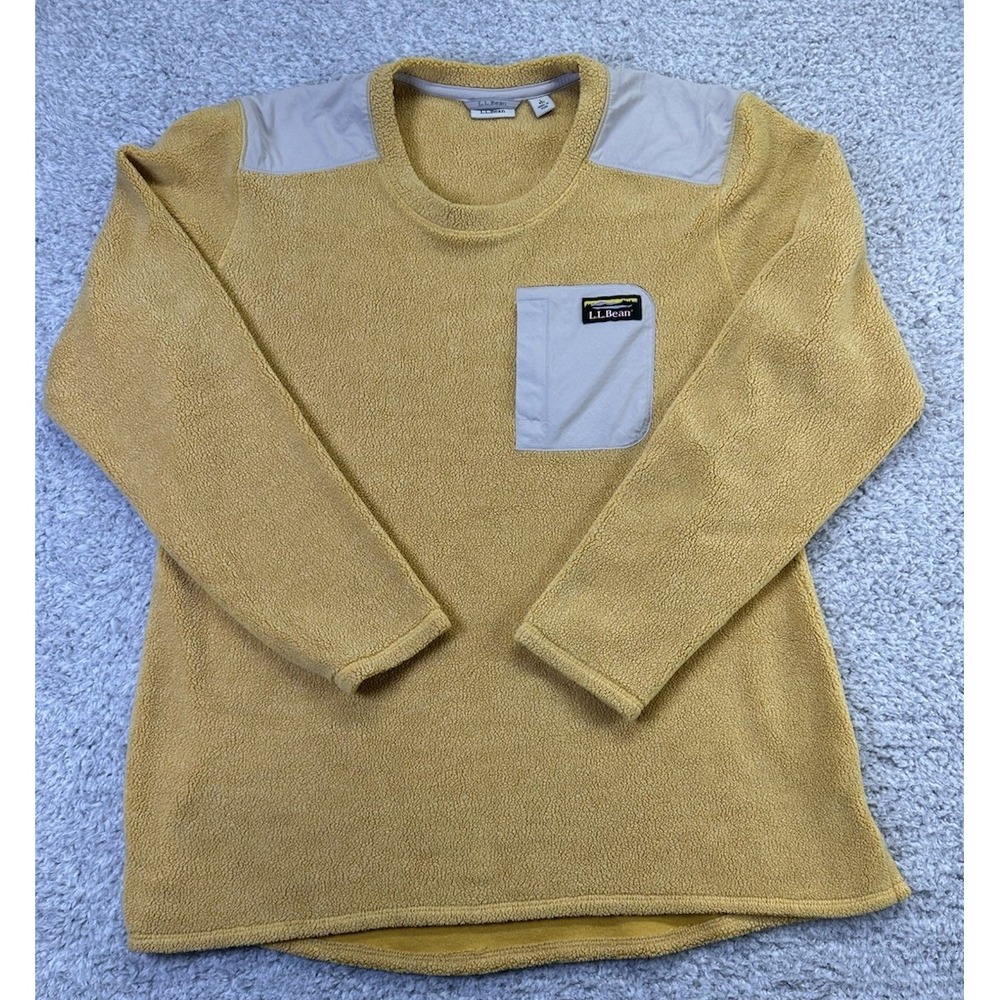 L.L. Bean Men's Crewneck Sweater in Mustard and Gray